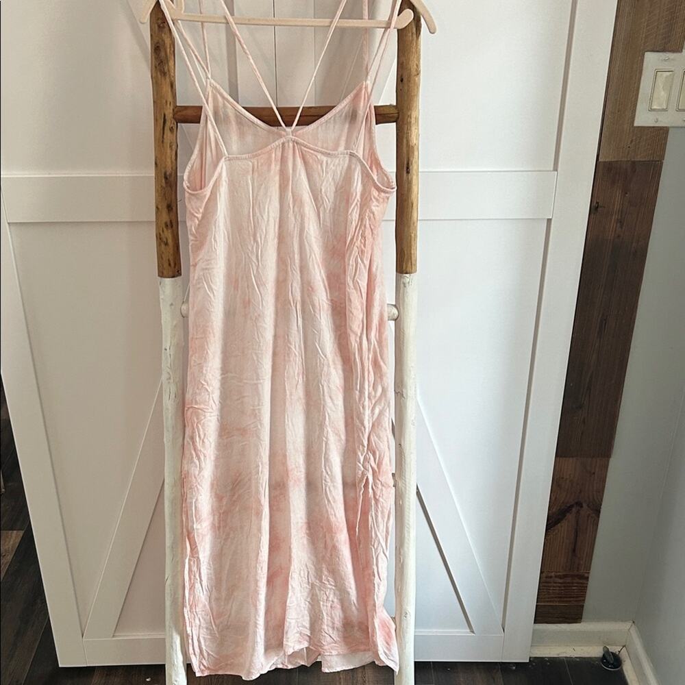 Aerie Pink & White Tie Dye Cami Dress Strappy Back Midi - Picture 4 of 5